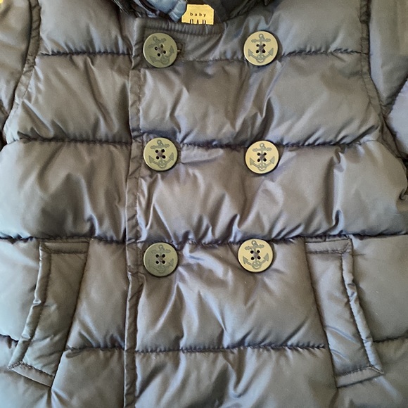 Gap Baby 6-12 Navy Peacoat Puffer Coat with detachable Hood - Picture 3 of 10
